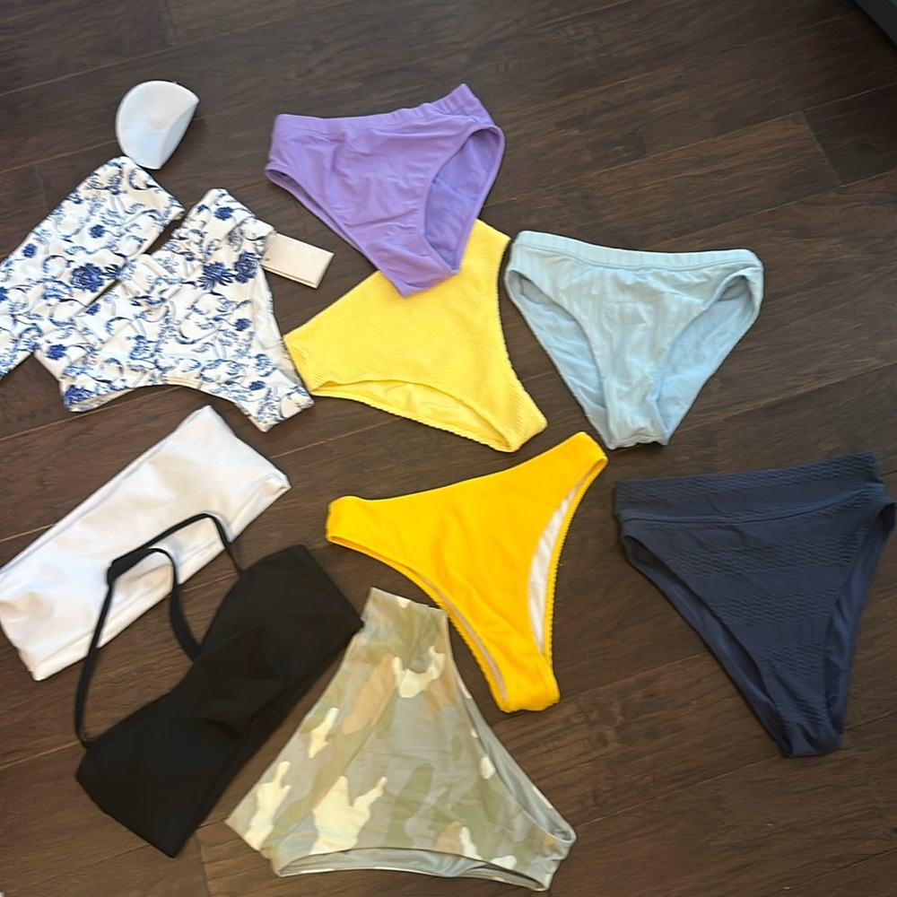 lot of ten high-rise bikini swimsuit pieces S